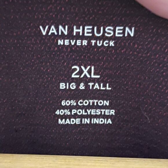 Van Heusen Mens Big & Tall 2XL Never Tuck Pullover 1/4 Zip Spiced Currant - Picture 3 of 4